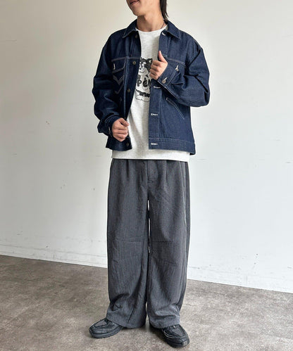 人字紋桶形休閒褲