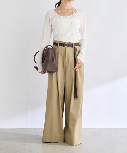 【輕盈感】褶皺工裝寬腿褲