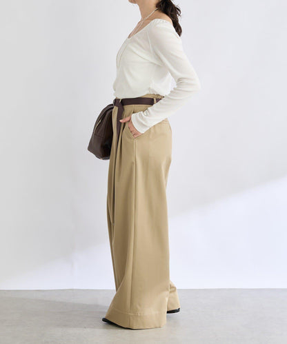 【輕盈感】褶皺工裝寬腿褲