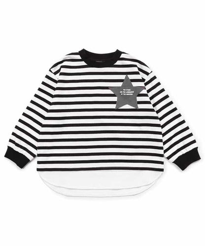 星星口袋拼接層疊風T恤