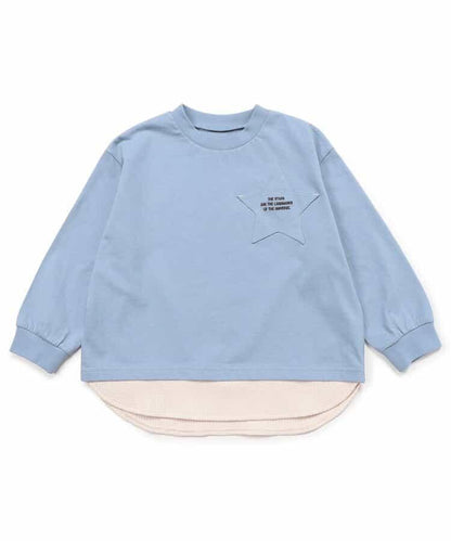 星星口袋拼接層疊風T恤