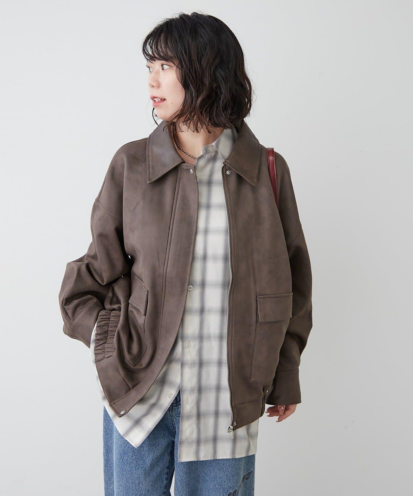 拼接皮革立領夾克