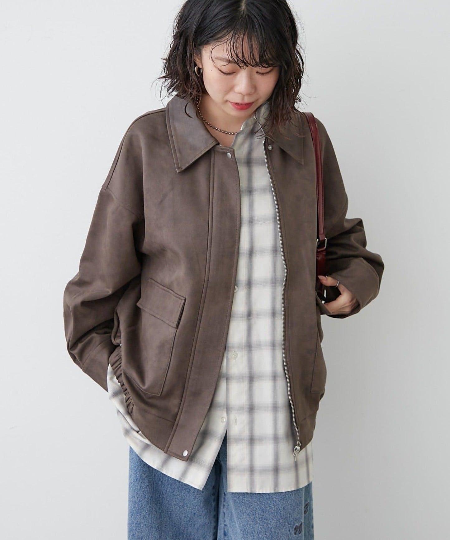 拼接皮革立領夾克