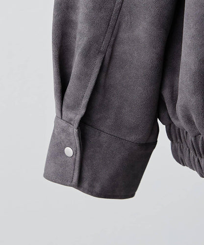 拼接皮革立領夾克