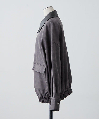 拼接皮革立領夾克