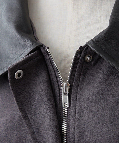 拼接皮革立領夾克