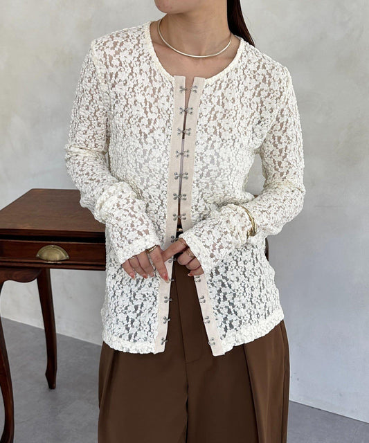 前扣蕾絲套頭衫