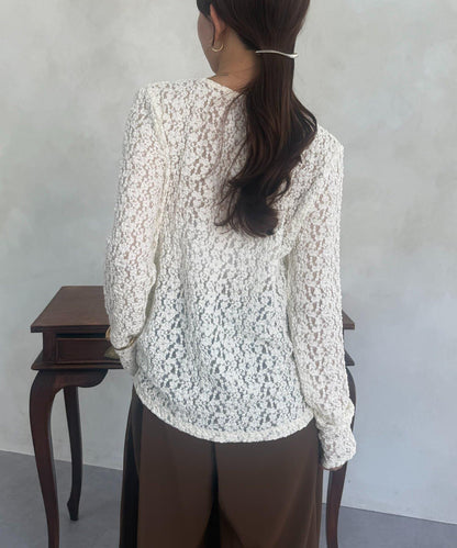 前扣蕾絲套頭衫