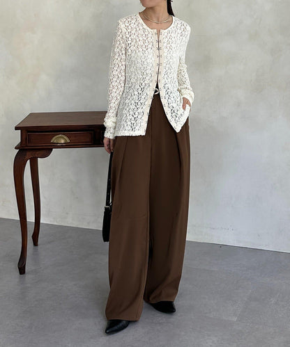 前扣蕾絲套頭衫