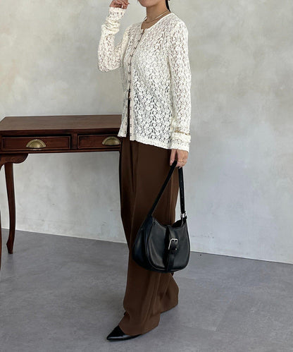 前扣蕾絲套頭衫