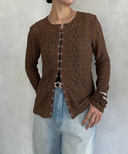 前扣蕾絲套頭衫