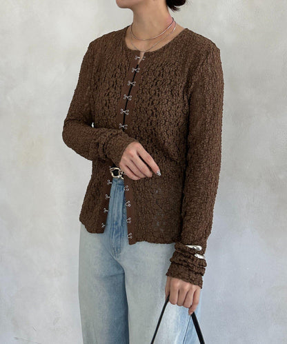 前扣蕾絲套頭衫