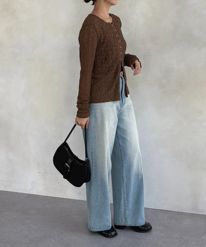 前扣蕾絲套頭衫