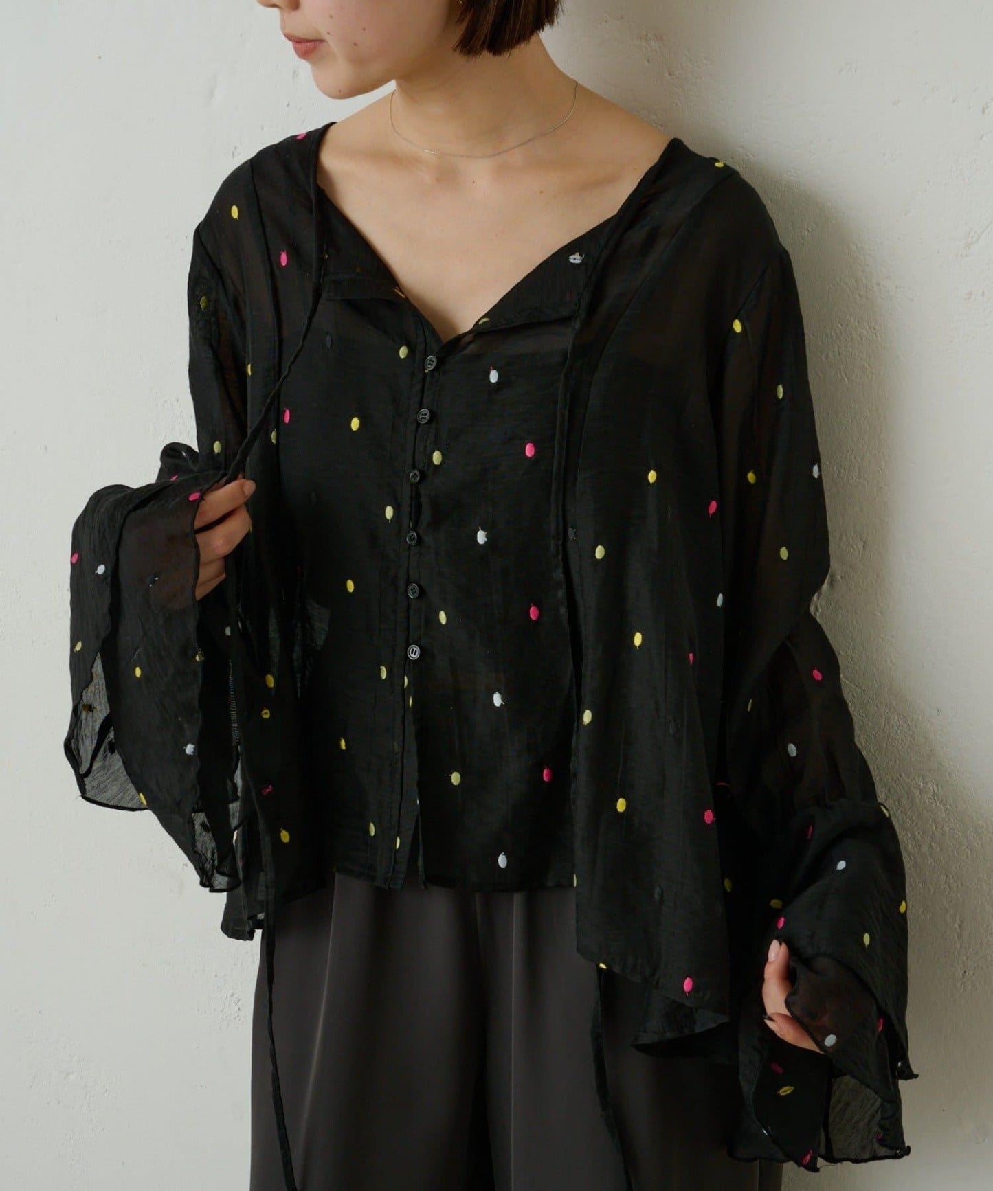 多色波點襯衫