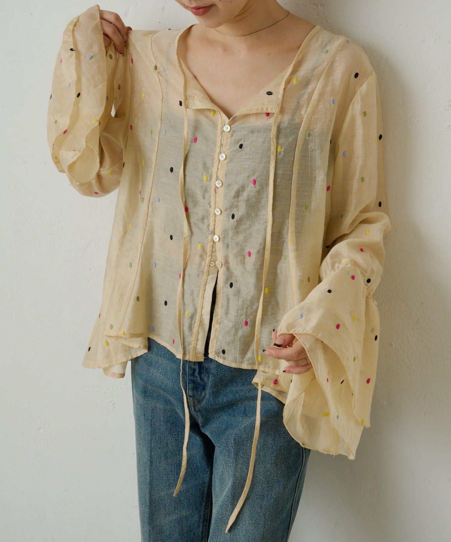 多色波點襯衫