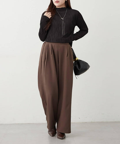 波浪提花高領長袖T恤