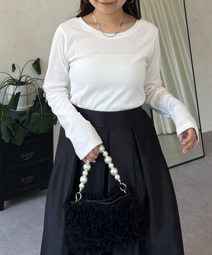 【可選領型】背部金屬裝飾羅紋長袖T恤