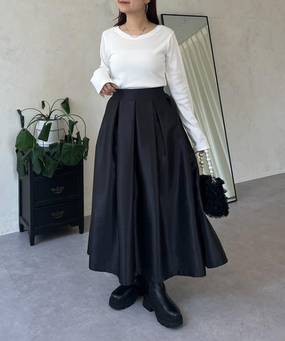 【可選領型】背部金屬裝飾羅紋長袖T恤