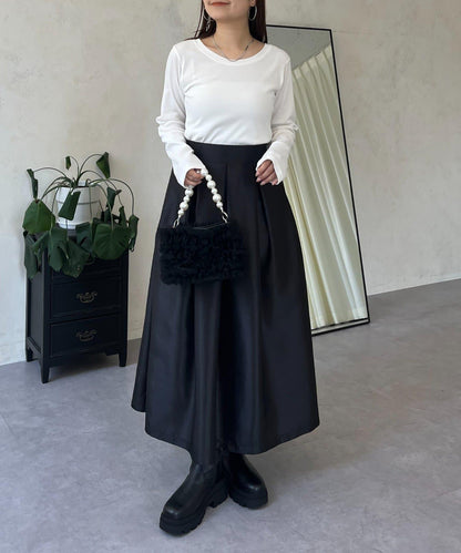 【可選領型】背部金屬裝飾羅紋長袖T恤