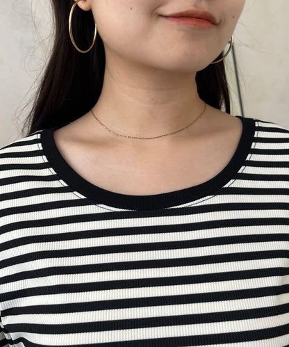 背部金屬條紋羅紋長袖T恤