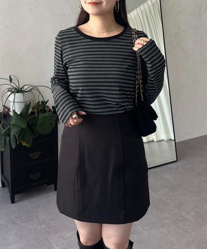 背部金屬條紋羅紋長袖T恤