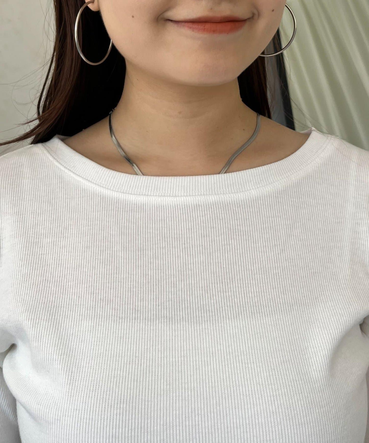 【可選領型】背部金屬裝飾羅紋長袖T恤