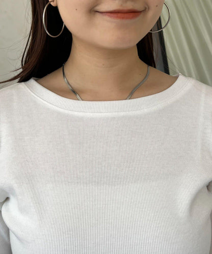 【可選領型】背部金屬裝飾羅紋長袖T恤