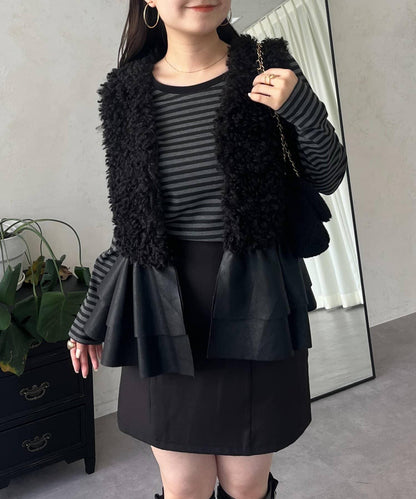 背部金屬條紋羅紋長袖T恤