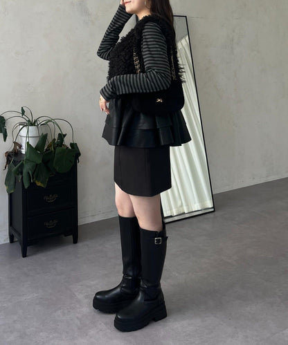 背部金屬條紋羅紋長袖T恤