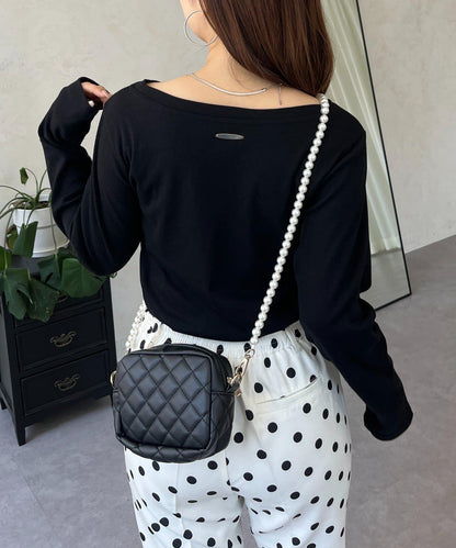 【可選領型】背部金屬裝飾羅紋長袖T恤