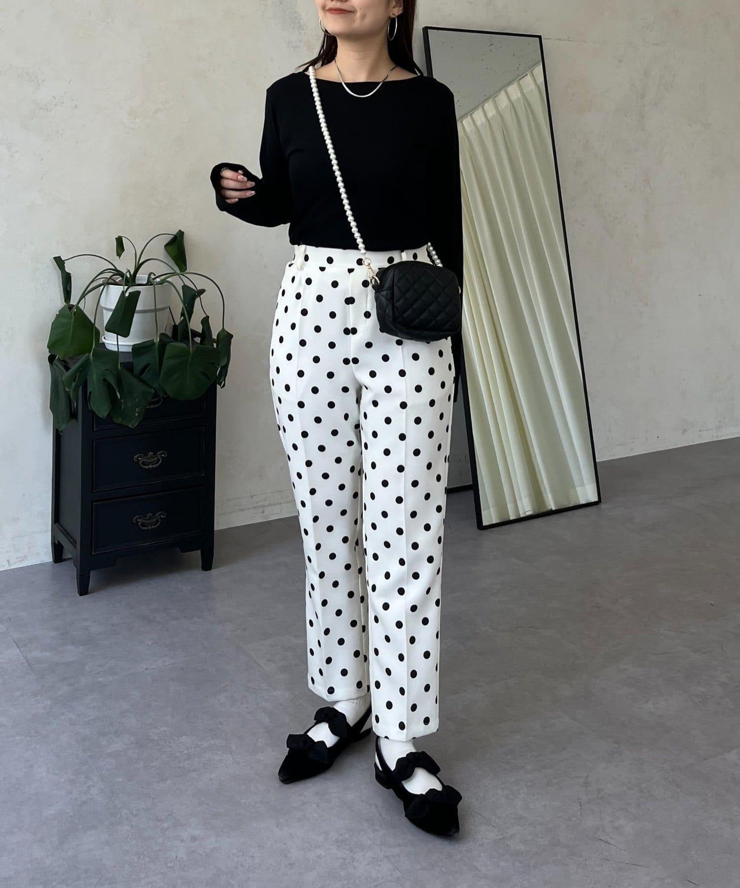 【可選領型】背部金屬裝飾羅紋長袖T恤