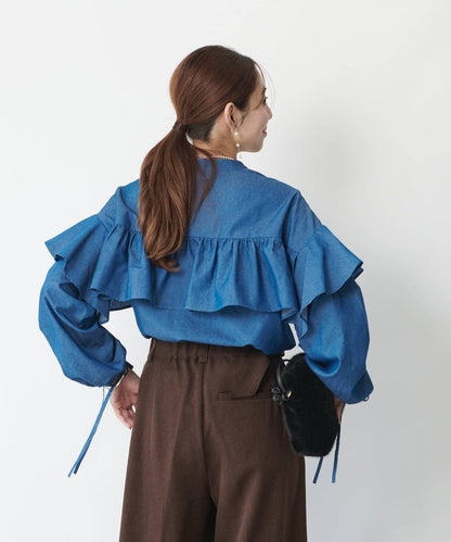 主打單品◎褶皺牛仔襯衫