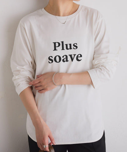 【臀部周圍遮蓋】plus soave標誌長袖T恤