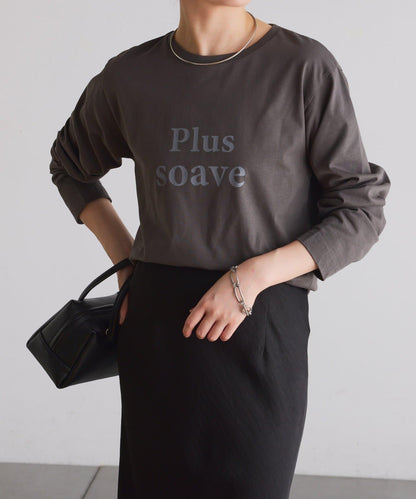 【臀部周圍遮蓋】plus soave標誌長袖T恤