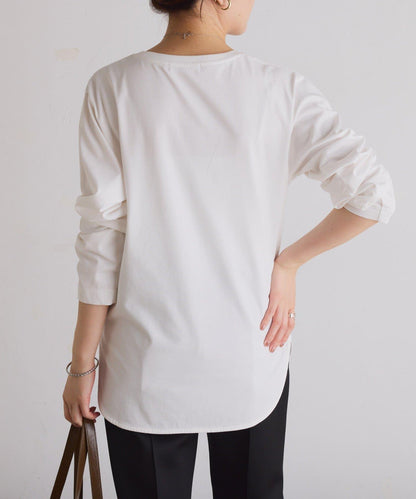 【臀部周圍遮蓋】plus soave標誌長袖T恤