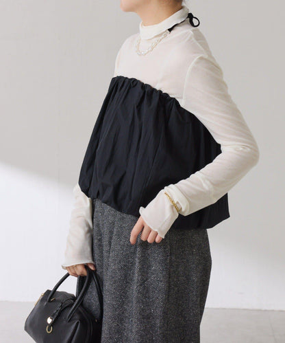 【可水洗上衣】羊毛混紡透視高領衫