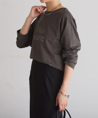 【臀部周圍遮蓋】plus soave標誌長袖T恤