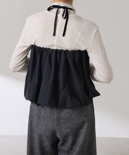 【可水洗上衣】羊毛混紡透視高領衫