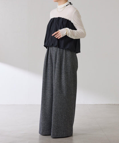 【可水洗上衣】羊毛混紡透視高領衫