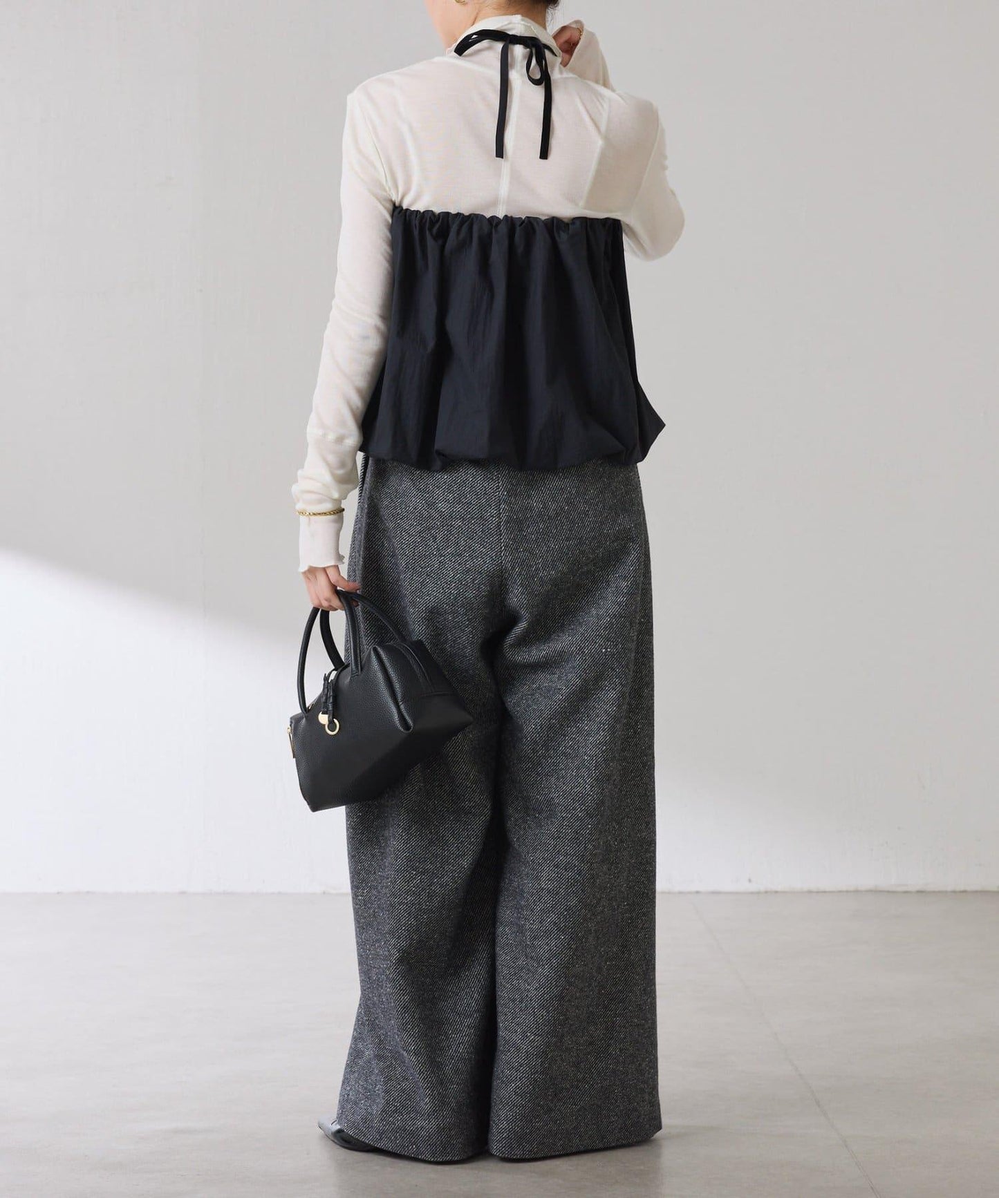 【可水洗上衣】羊毛混紡透視高領衫