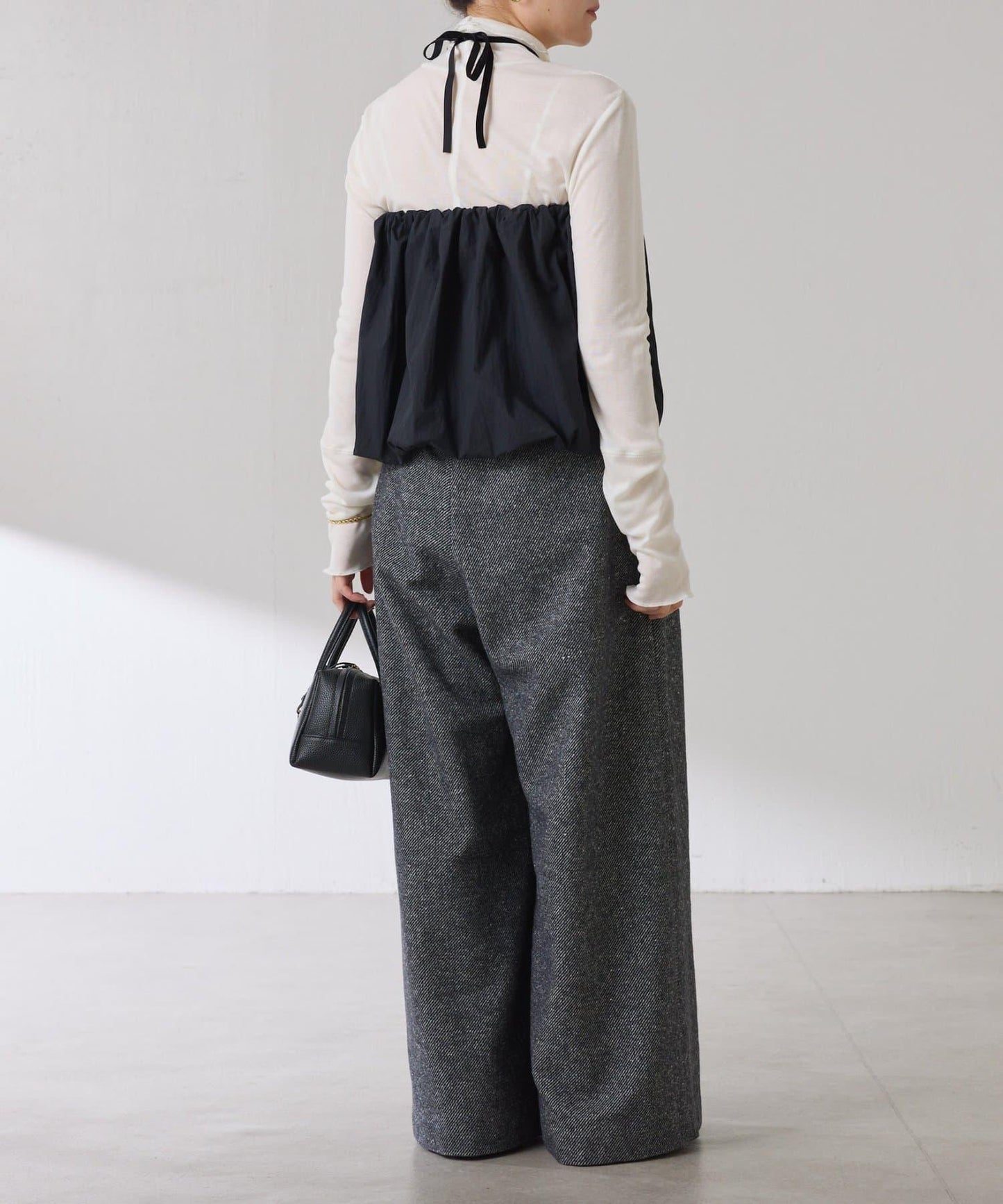 【可水洗上衣】羊毛混紡透視高領衫