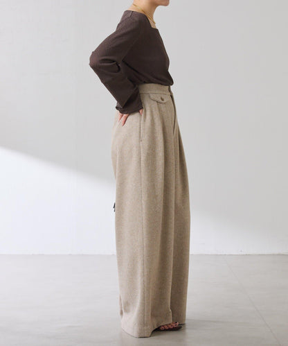 褶皺寬腿褲