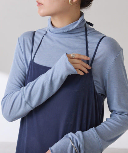 【可水洗上衣】羊毛混紡透視高領衫