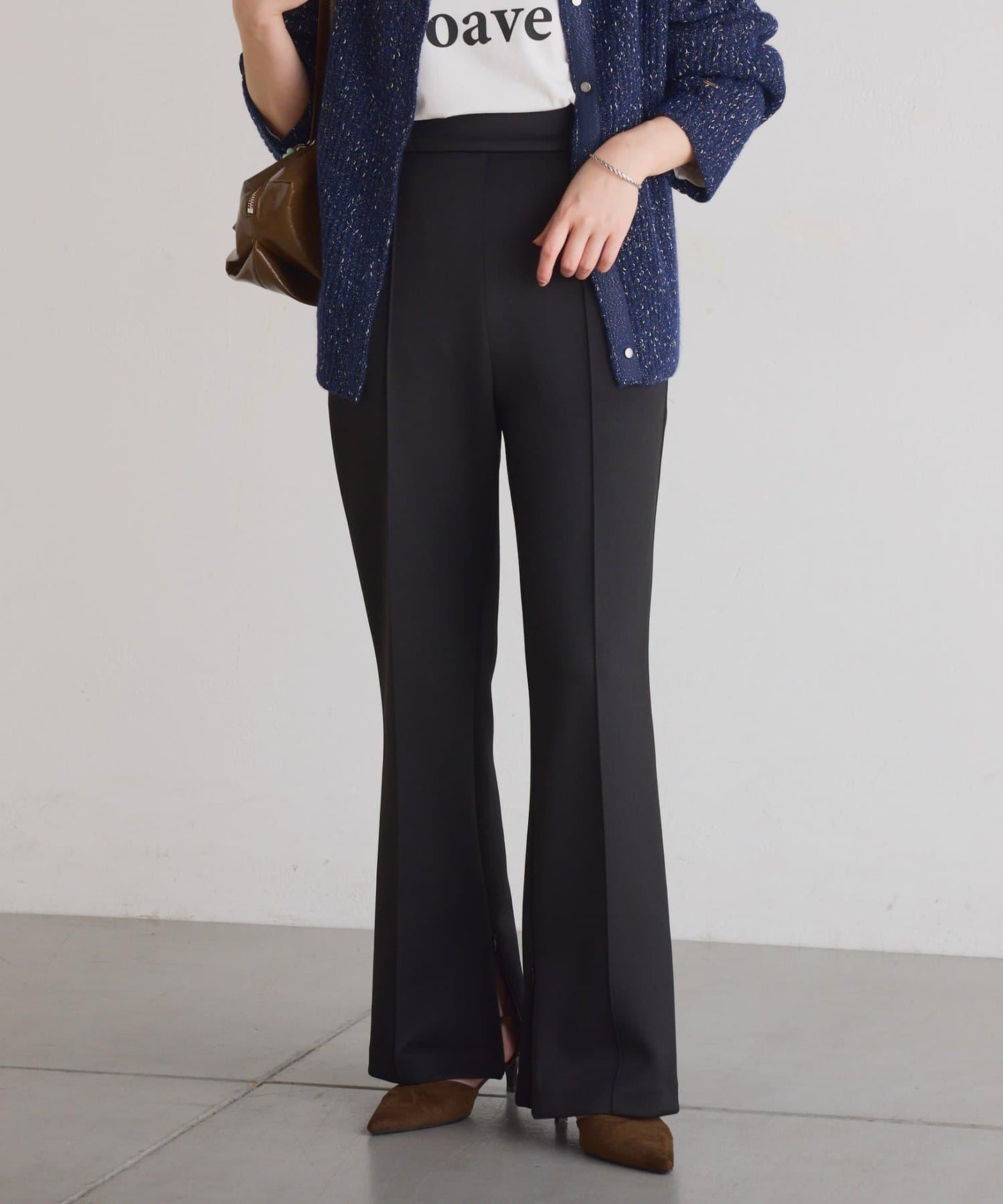 【2尺碼可選/高彈力】壓褶微喇叭褲