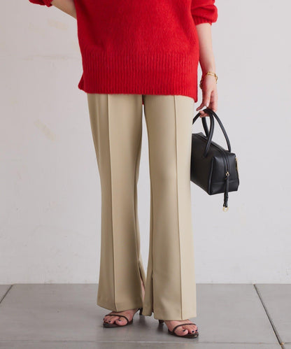 【2尺碼可選/高彈力】壓褶微喇叭褲