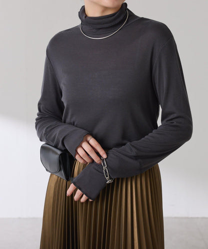 【可水洗上衣】羊毛混紡透視高領衫