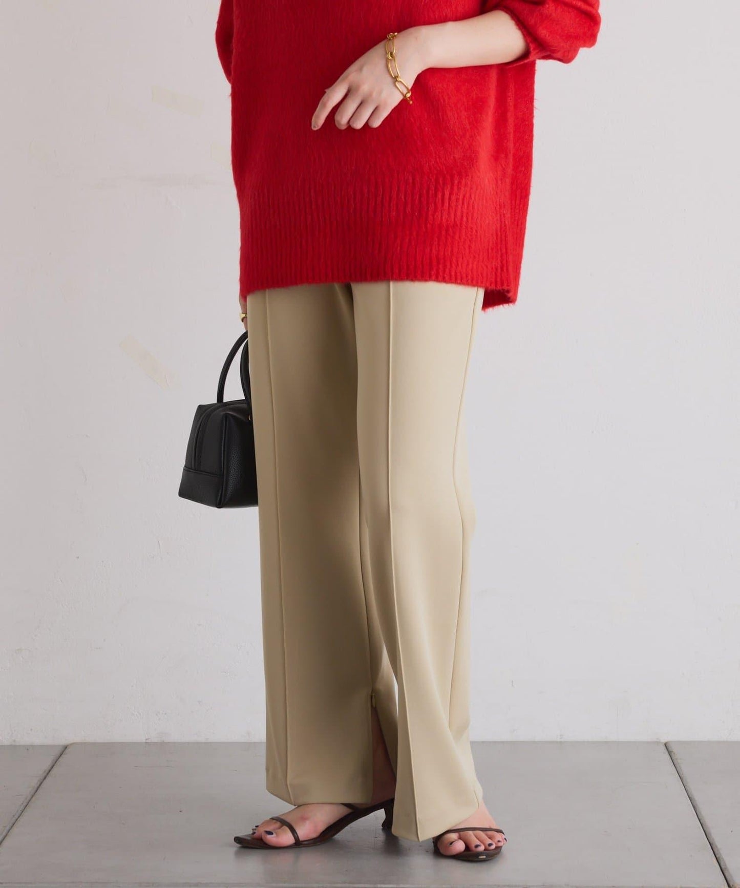 【2尺碼可選/高彈力】壓褶微喇叭褲