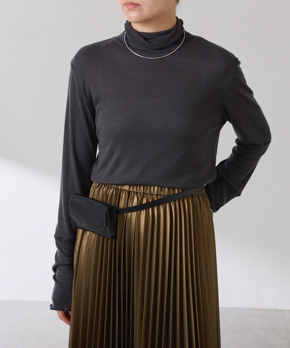 【可水洗上衣】羊毛混紡透視高領衫