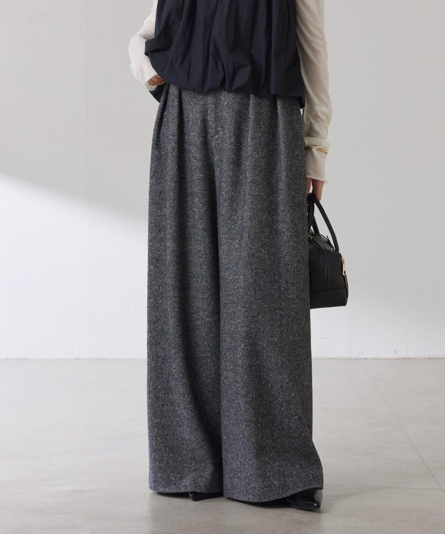 褶皺寬腿褲