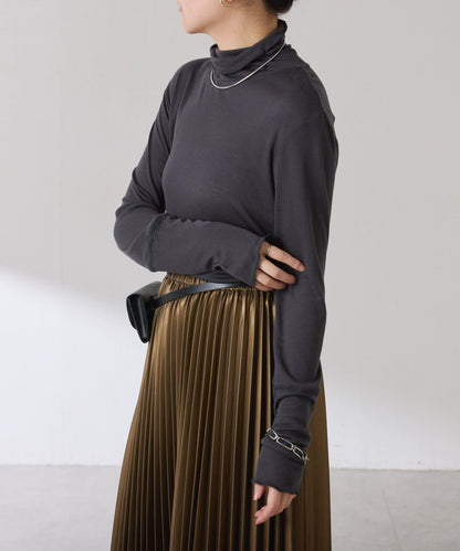 【可水洗上衣】羊毛混紡透視高領衫